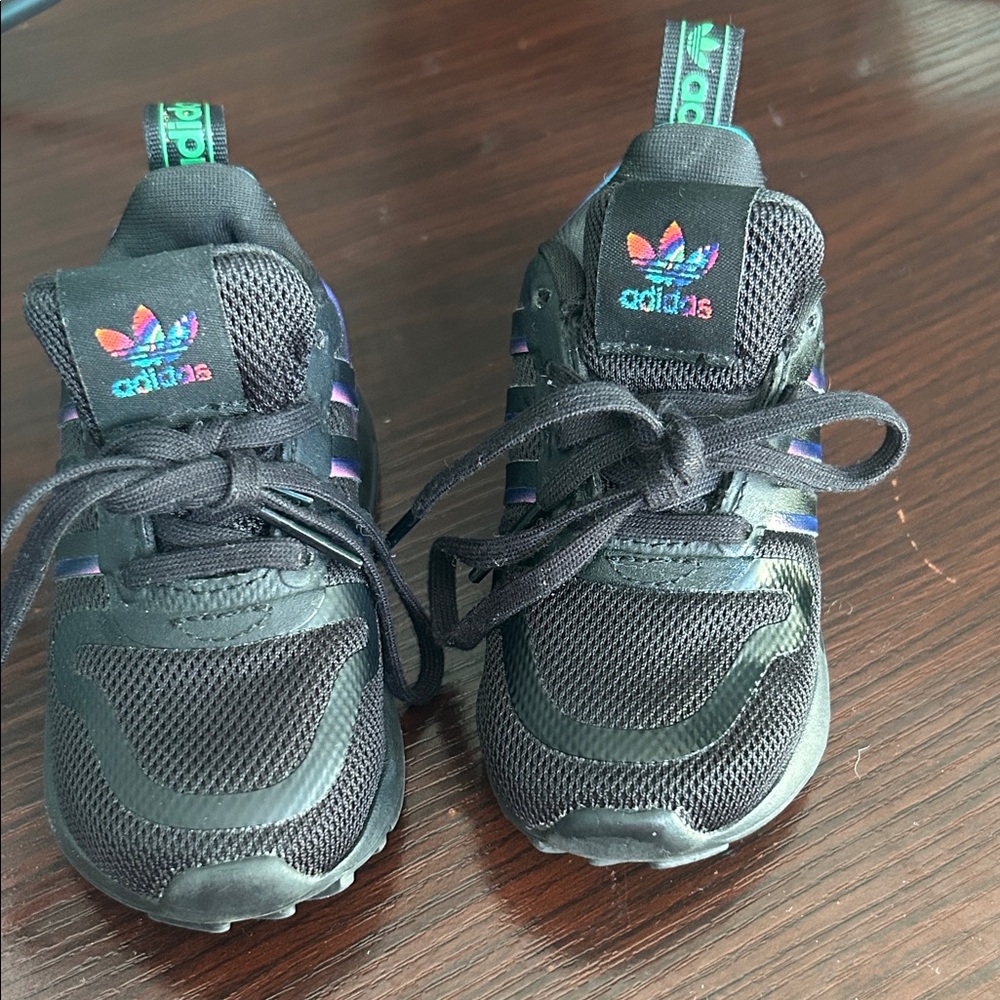 Adidas Kids Black and Purple Sneakers